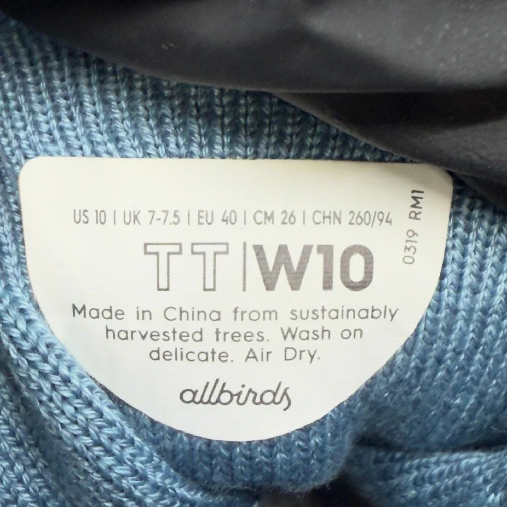 Allbirds Tree Topper Womens 10 Blue Gray Grey Shoes High Top‎ Lace Up Sneakers